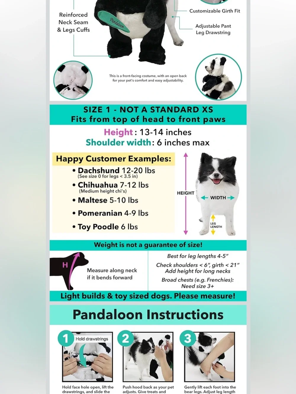 Shark tanks Pandaloons panda puppy cat pet costume size 1 EUC SUPER SOFT